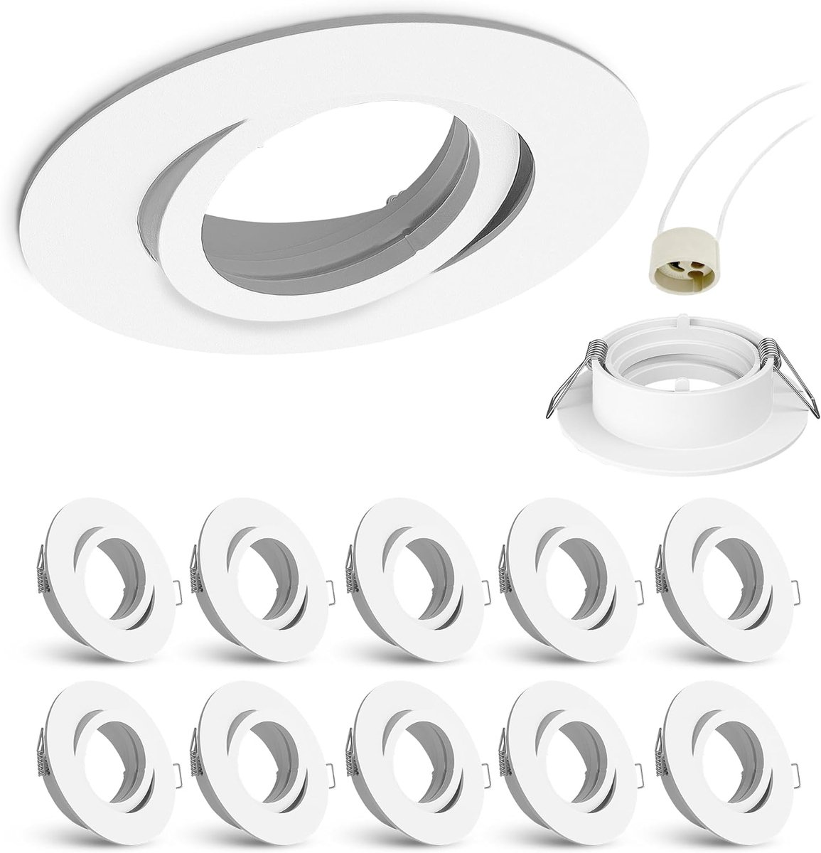 Inbouwframe set 10 stuks - wit rond - draaibaar - eenvoudig lamp verwisselen - ShopVlot