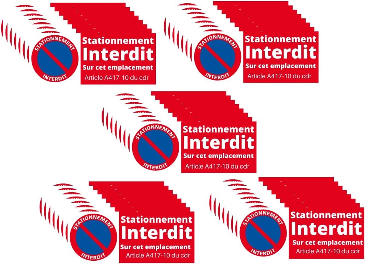 Set van 35 stickers - verboden parkeren - 20 x 7 cm - herinnering aan de wet - voorkom verkeerd geparkeerde voertuigen - ShopVlot
