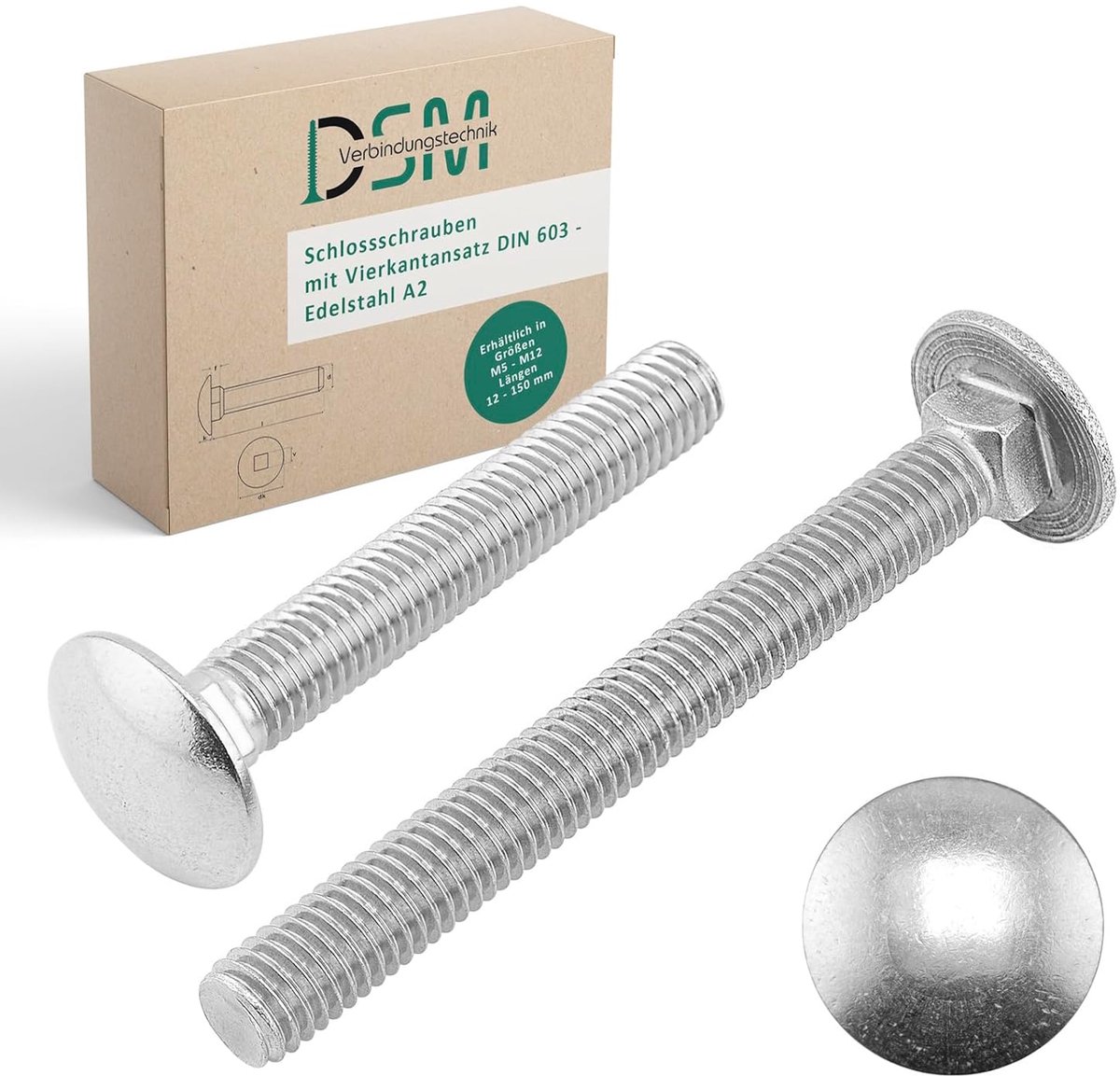 Lockschroeven M8 x 90 mm - RVS A2/V2A - Volledige schroefdraad - Ideaal voor stevige bevestigingen - ShopVlot