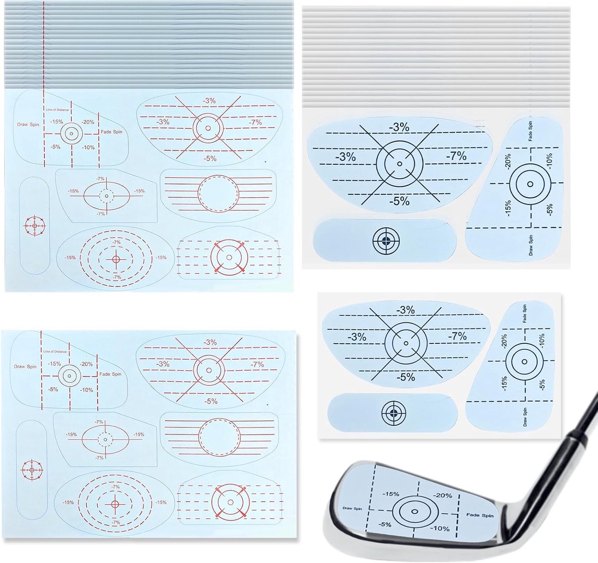 Golf impact tape 200 stuks - herbruikbare stickers voor ijzers en houten clubs - duidelijke swing feedback - ShopVlot