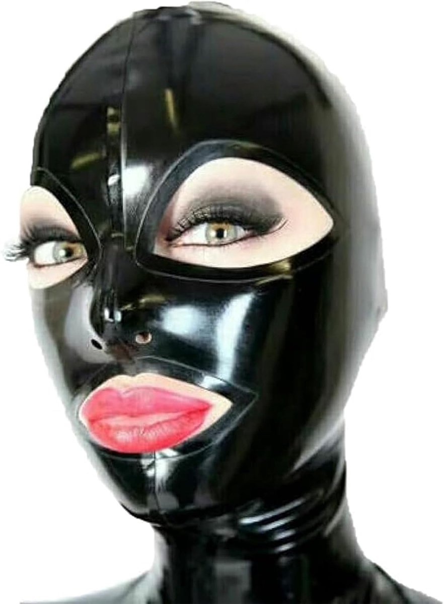 Latex masker vol gezicht - zwart - unisex - perfect voor cosplay en feestjes - SnelShoppen