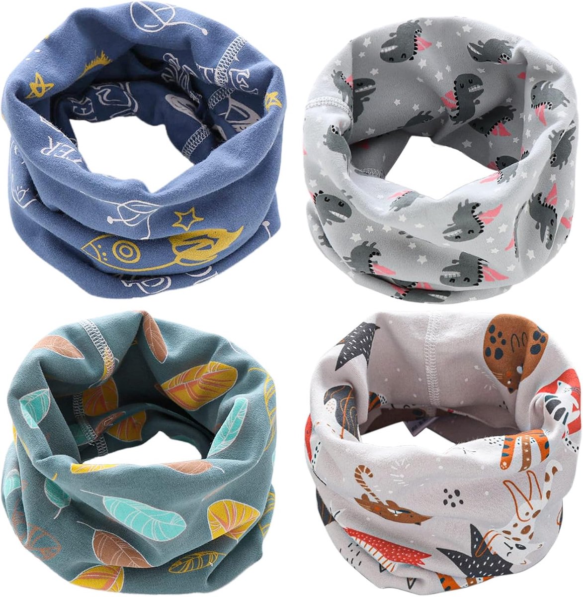 Kinderen loop sjaal 4-pack - katoen - multifunctioneel - ideaal voor koude dagen - SnelShoppen