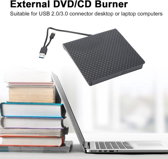 Externe CD Brander - Draagbare DVD Brander - Data Archiveren - Dubbele Interface - Draagbaar - Zwart — afbeelding 4