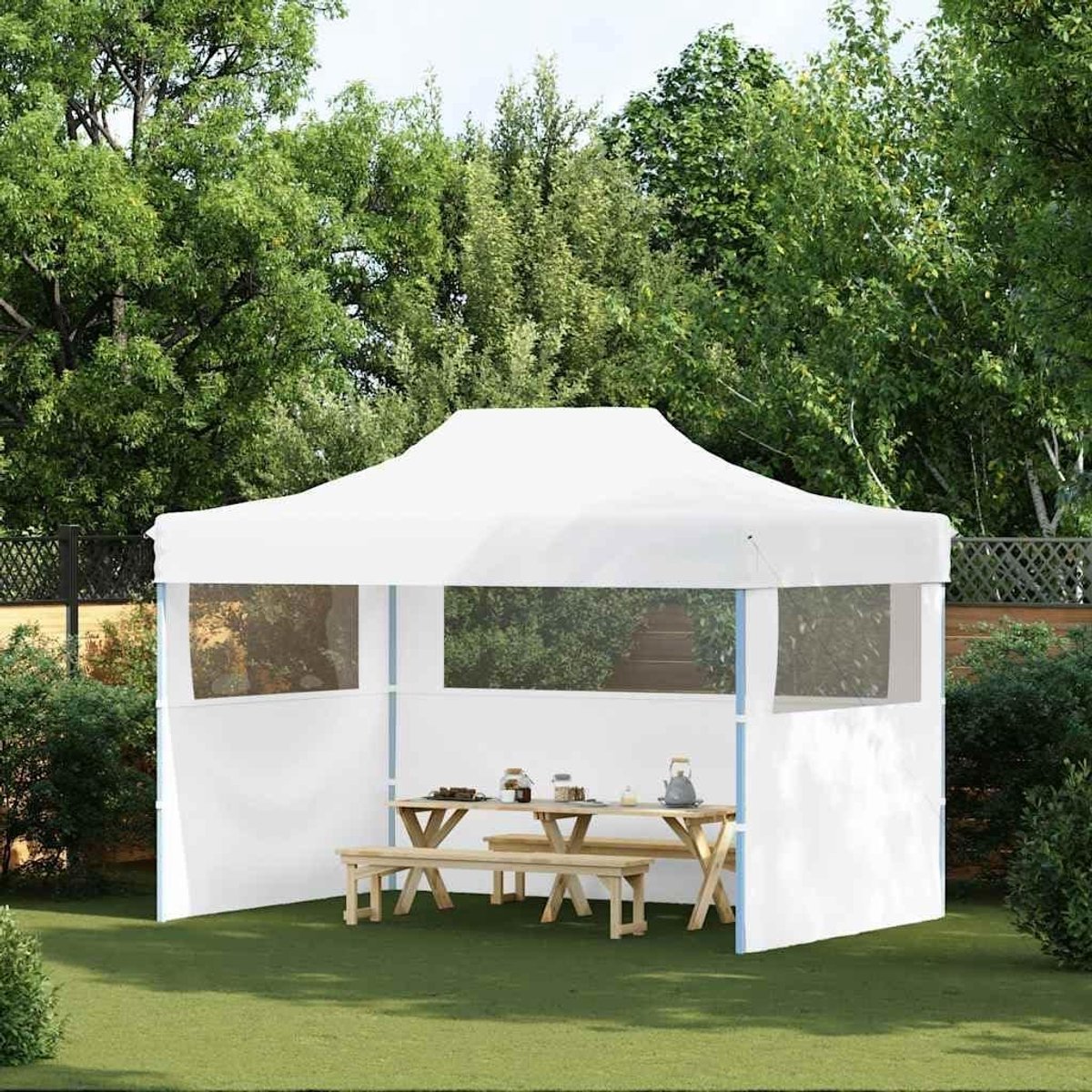 Opvouwbare Partytent - Pop-up Afdak - Feestelijke Bijeenkomsten - Stevig Stalen Frame - 410 x 315 cm - Wit