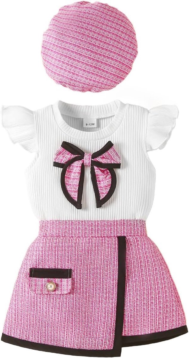 Kledingset voor peuter meisjes - Ruffle korte mouwen - Elegant ruitpatroon - Perfect voor de zomer - SnelShoppen