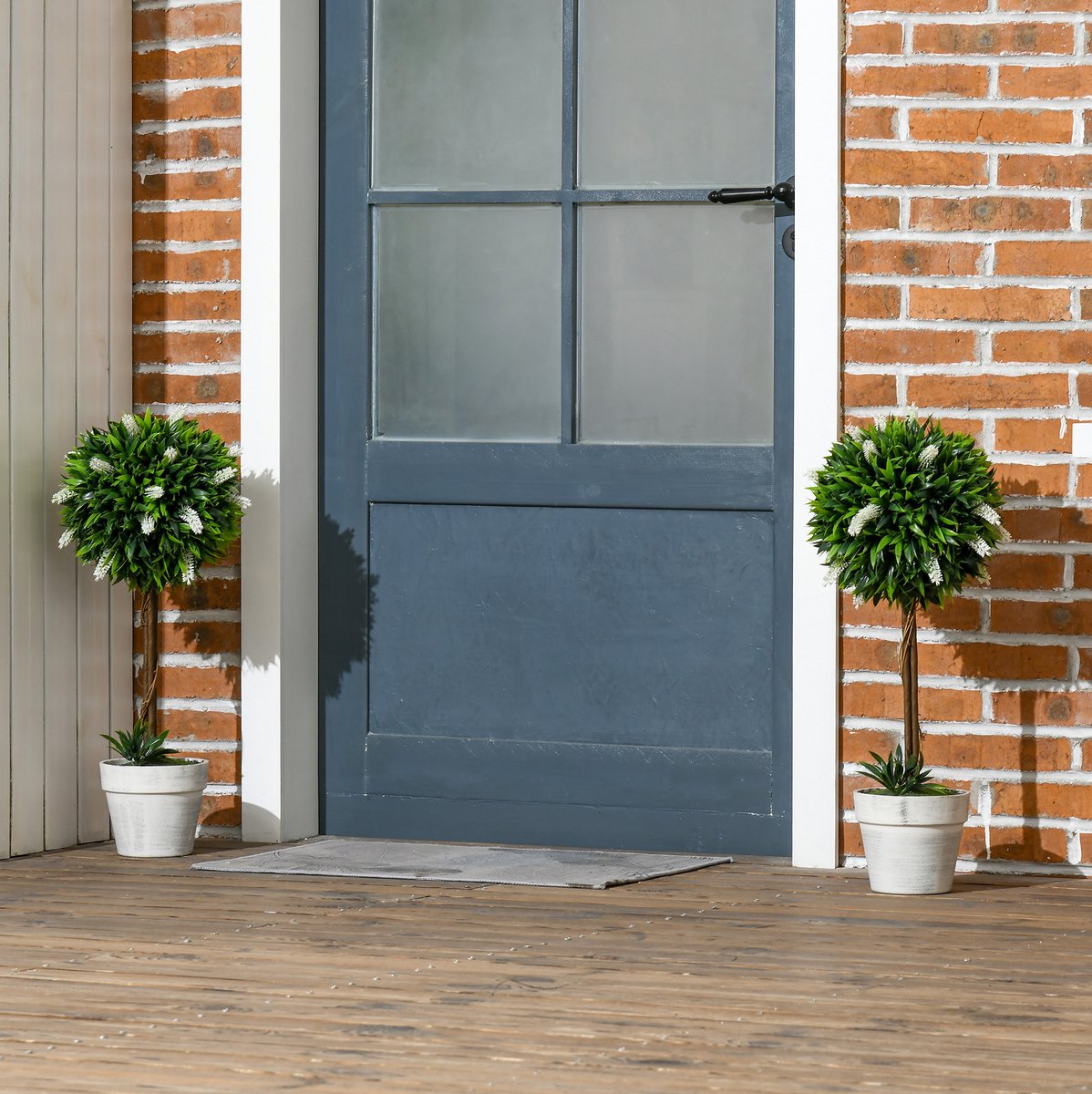Kunstplant Lavendel 2er-Set 60 Cm Kunststof Wit Voor Binnen En Buiten Met Pot En Kunstmos