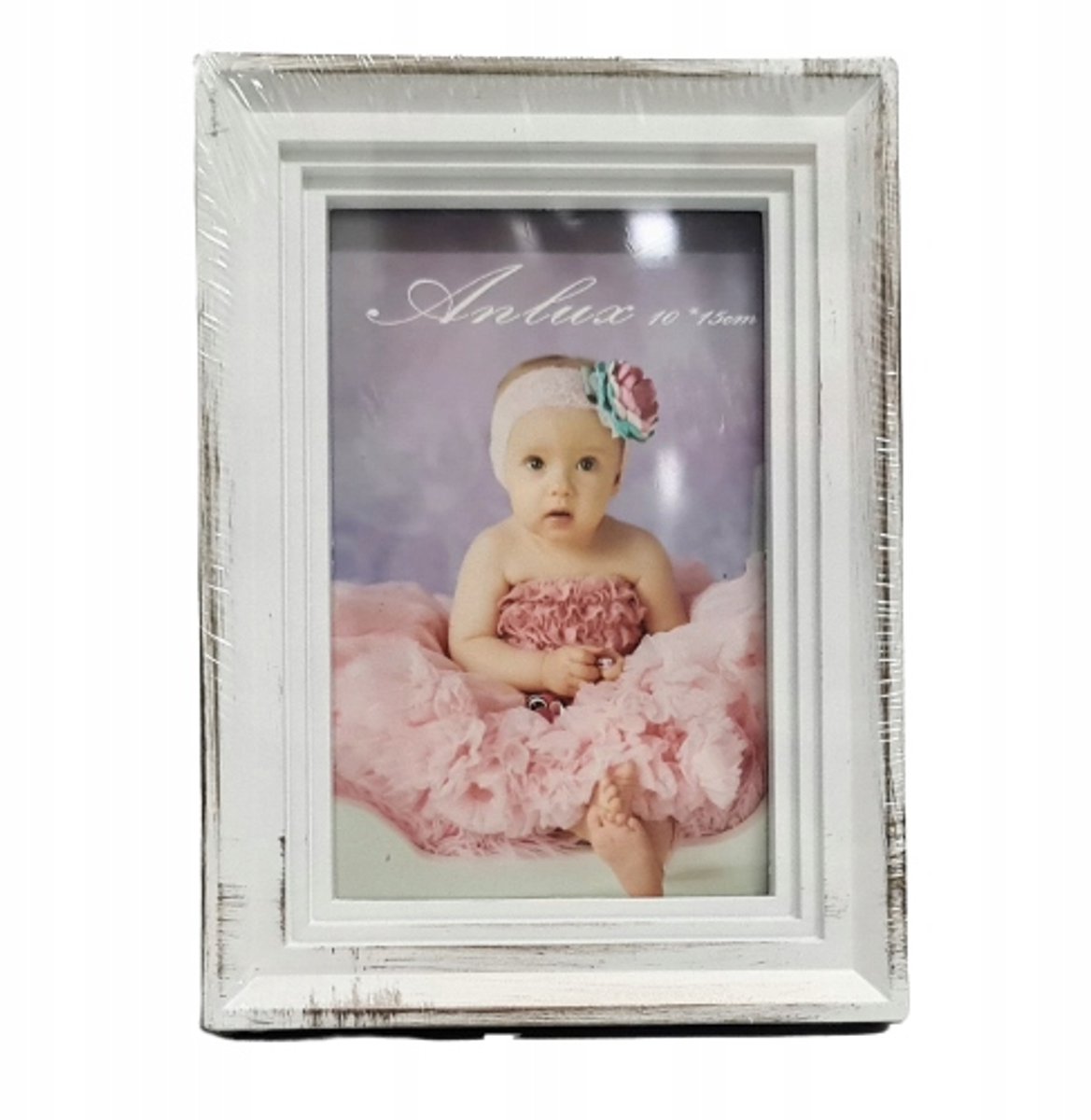 Fotovitrine 15x10 cm, wit, versleten