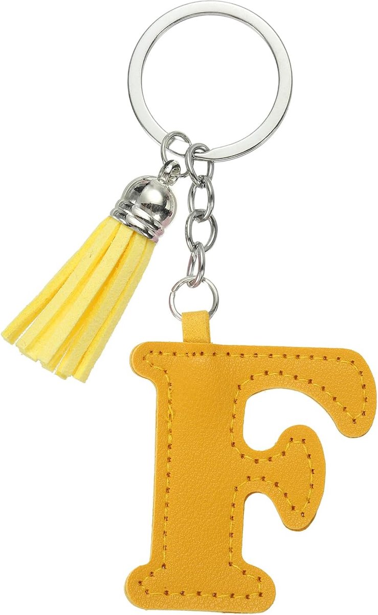 Alfabet Initial Letter Sleutelhanger, Leuke Lederen Sleutelhangers met Kwastje Brief Hanger Charm voor Vrouwen Sleutel