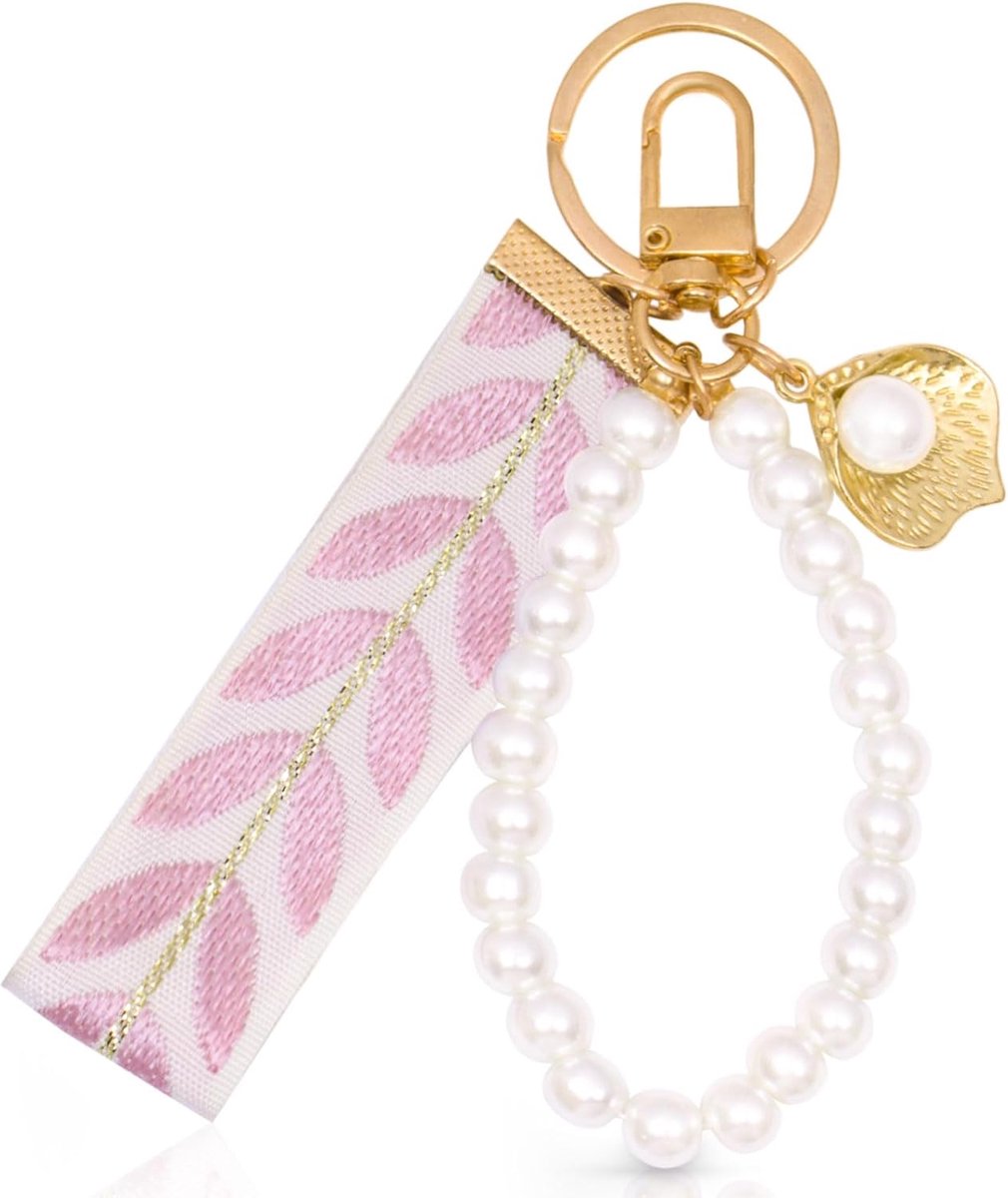 sleutelhanger met parels - korte sleutelhanger met ring, elegant accessoire voor dames