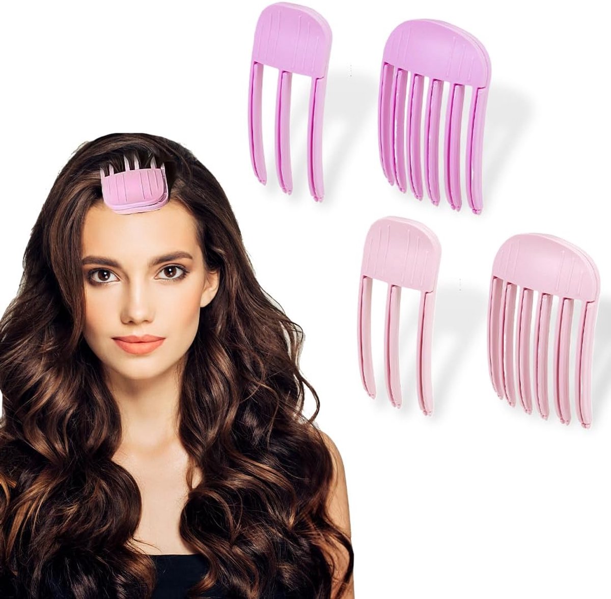 4 stuks volume haarspelden voor pluizige pony, artefactaccessoires met hoge doodskop voor meisjes, natuurlijke naadloze haarspelden, haarspelden om te stylen, haarwortelspelden voor volume