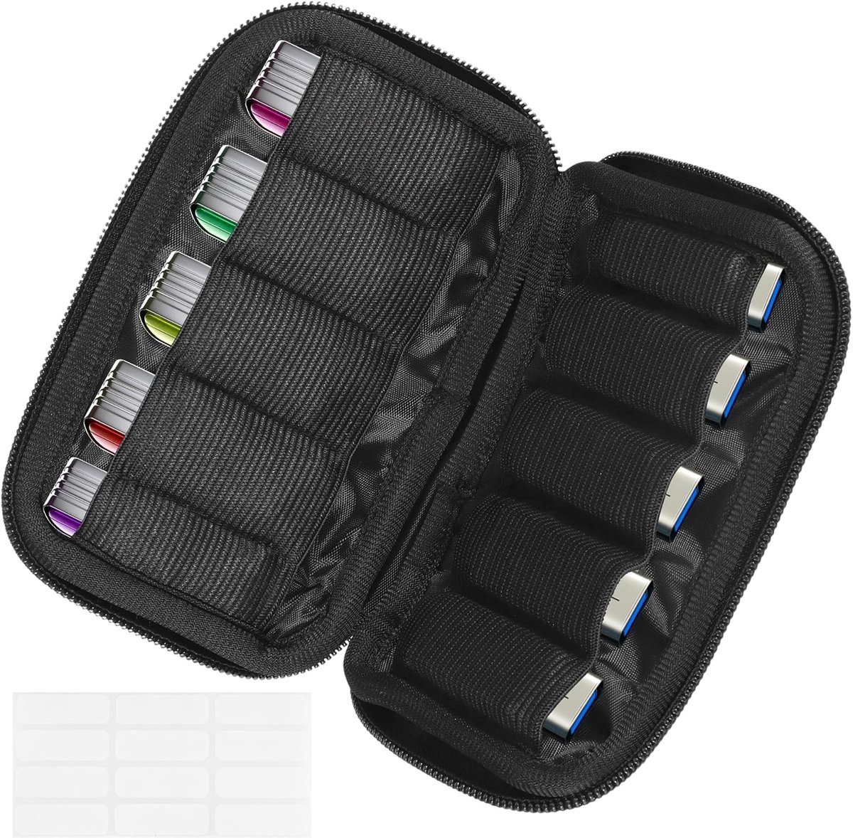 Opbergtas voor USB-sticks, opbergtas met 10 vakken voor geheugenstick/USB-flashdrive/geheugen, geschikt voor reizen, kantoor en thuis | Opbergtas met 10 vakken voor geheugenstick/USB-flashdrive/opslag, geschikt voor reizen, kantoor en thuis