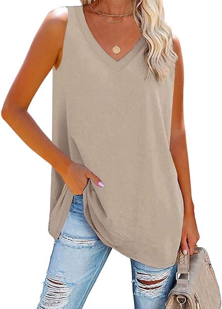 Tanktop voor dames, V-hals, blousetop, bovenstuk, zomer, basic, los, casual, vest, top