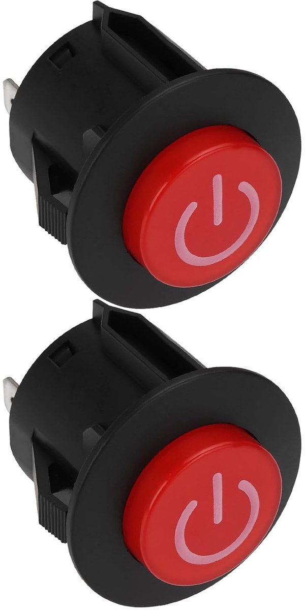 2 Stks Power Start Knop Schakelaar 3Pin Een Knop Start Schakelaar 12V voor Kinderen Elektrische Auto RC Afstandsbediening Ccontrol Elektrische Auto (28mm)
