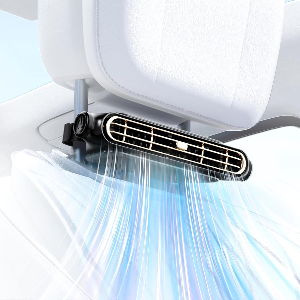 Hoofdsteunventilator, onzichtbare USB-autostoel, koelventilator, alternatieve stoelkoeling of stoelventilatie met 3 instelbare windsnelheden, voor de meeste auto's, voertuigen, jeep, bestelwagen