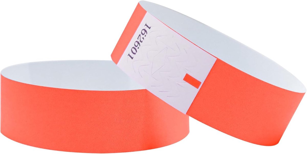 500 stuks neon polsbandjes voor evenementen, waterdichte papieren polsbandjes, feestbanden, toegangspolsbandjes voor evenementen, muziekfestival, concertwedstrijd (neonrood)