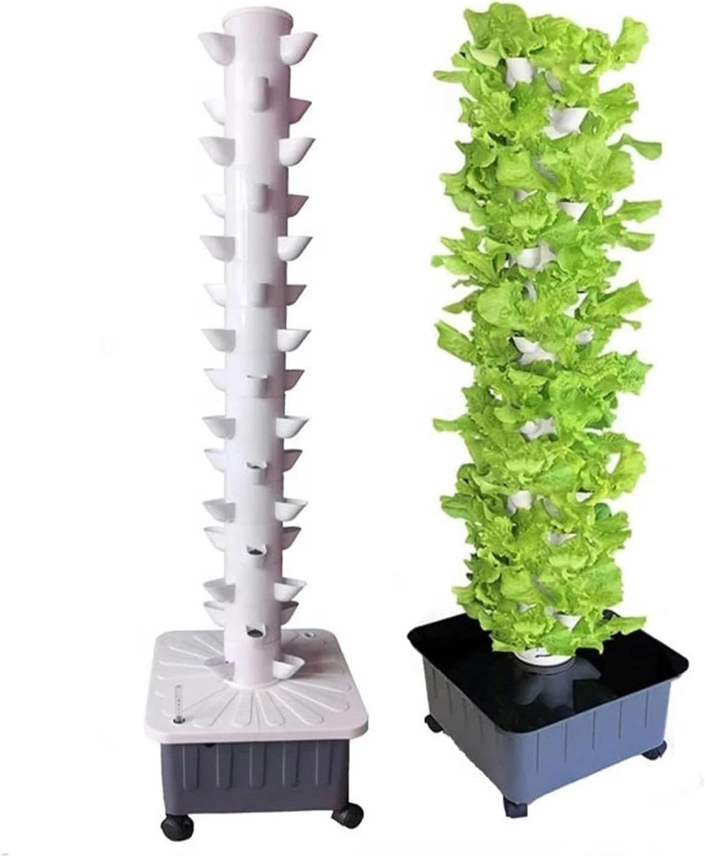 Kweeksets, hydrocultuur kweekset voor binnen, grondloos hydrocultuur torengroeisysteem, 45 gaten verticale aeroponische torentuin voor kruiden, fruit en groenten