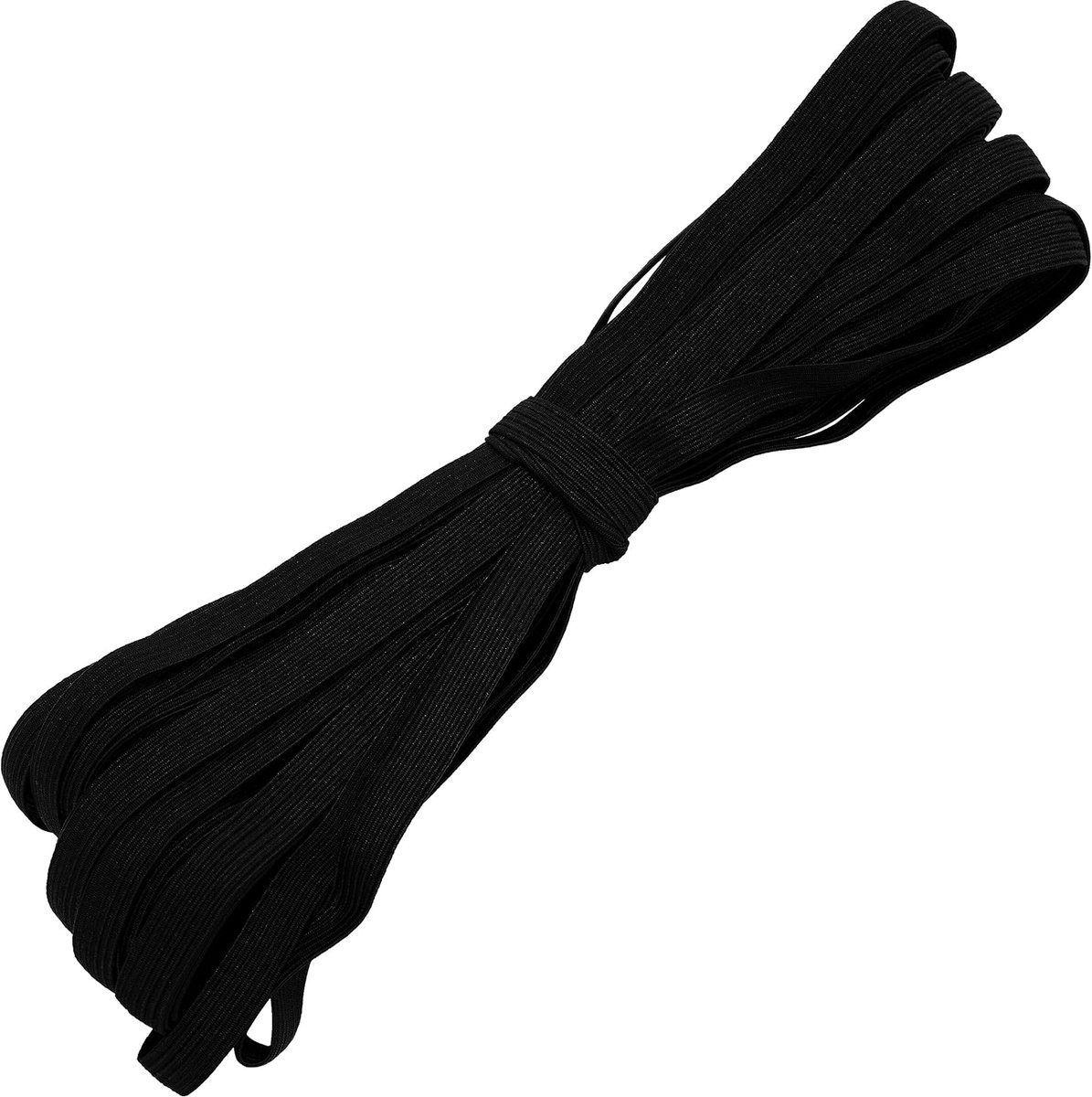 - C67312 - Elastisch plat gevlochten snoer 5 meter - breedte 10 mm - kleur zwart - van polyester