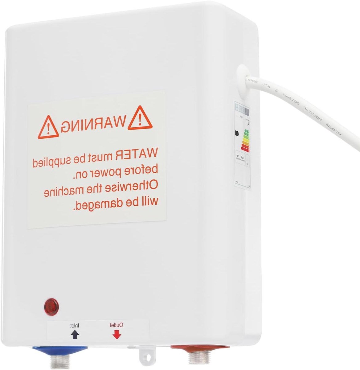 Doorstroomboiler - Mini boiler - Direct warm water - Constante temperatuur - 3500 Watt - Wit