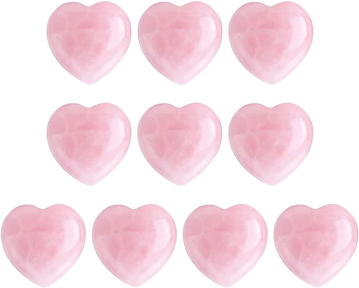 10 STUKS Rozenkwarts Hart Kristallen Natuurlijke Kristal Gepolijst Genezing Leuke Mini Pocket Stenen Palm Duim Liefde Edelstenen Set
