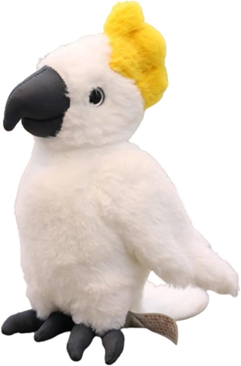 Pluche vogel, papegaai, kinderen, zacht knuffelig pluche dier voor kinderen, 30 cm lengte, blauw, geel, ara, papegaai, parrot, pluche speelgoed voor kinderen, meisjes en jongens (30 cm, wit