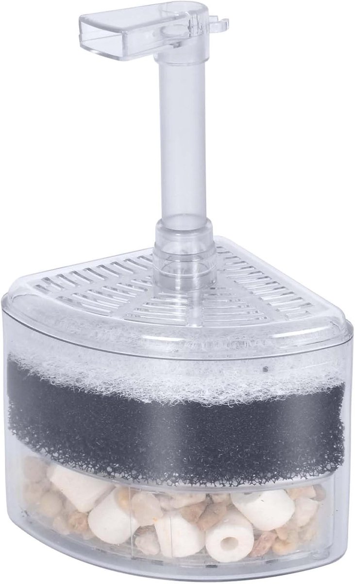 Hoekfilter voor aquarium, sponsfilter met poriënsteen, afgeschermde boxfilter, verstelbaar, tankfilter, voor aquarium hoek filtertank, XY-2008