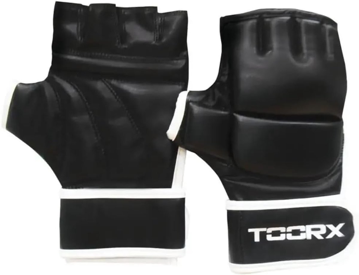 MMA handschoenen S/M - kunstleer - zwart - optimale bescherming - SnelShoppen
