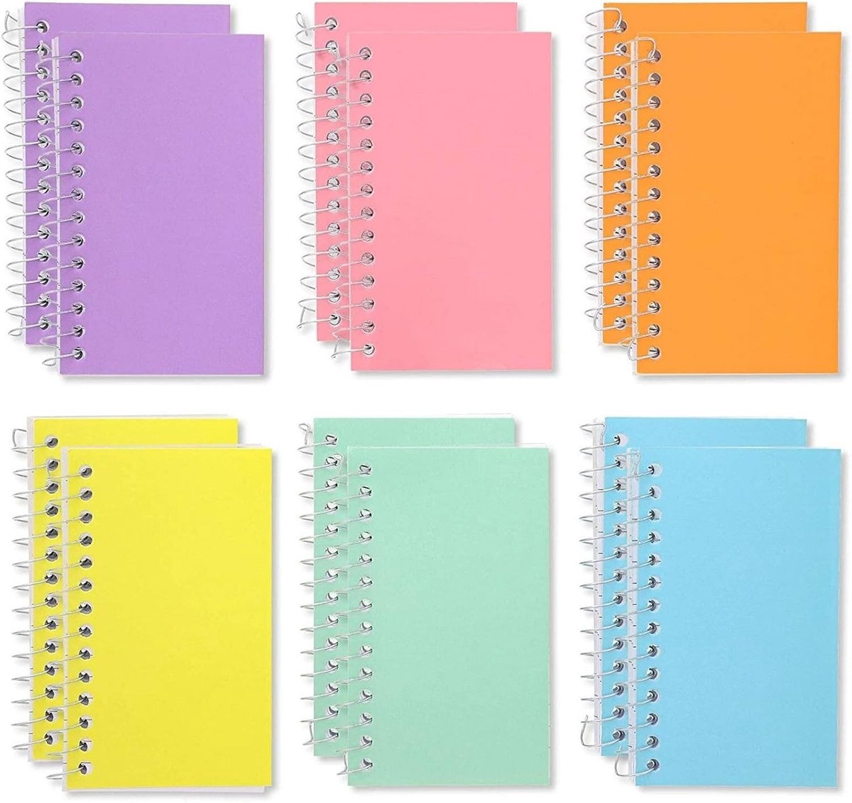 12 stuks klein spiraal notitieboek 7,5 x 12,5 cm, 80 vellen per notitieblok, college gelijnd papier voor kantoorbenodigdheden, klasnotities, studenten, leraren, verpleegkundigen (6 pastelkleuren)