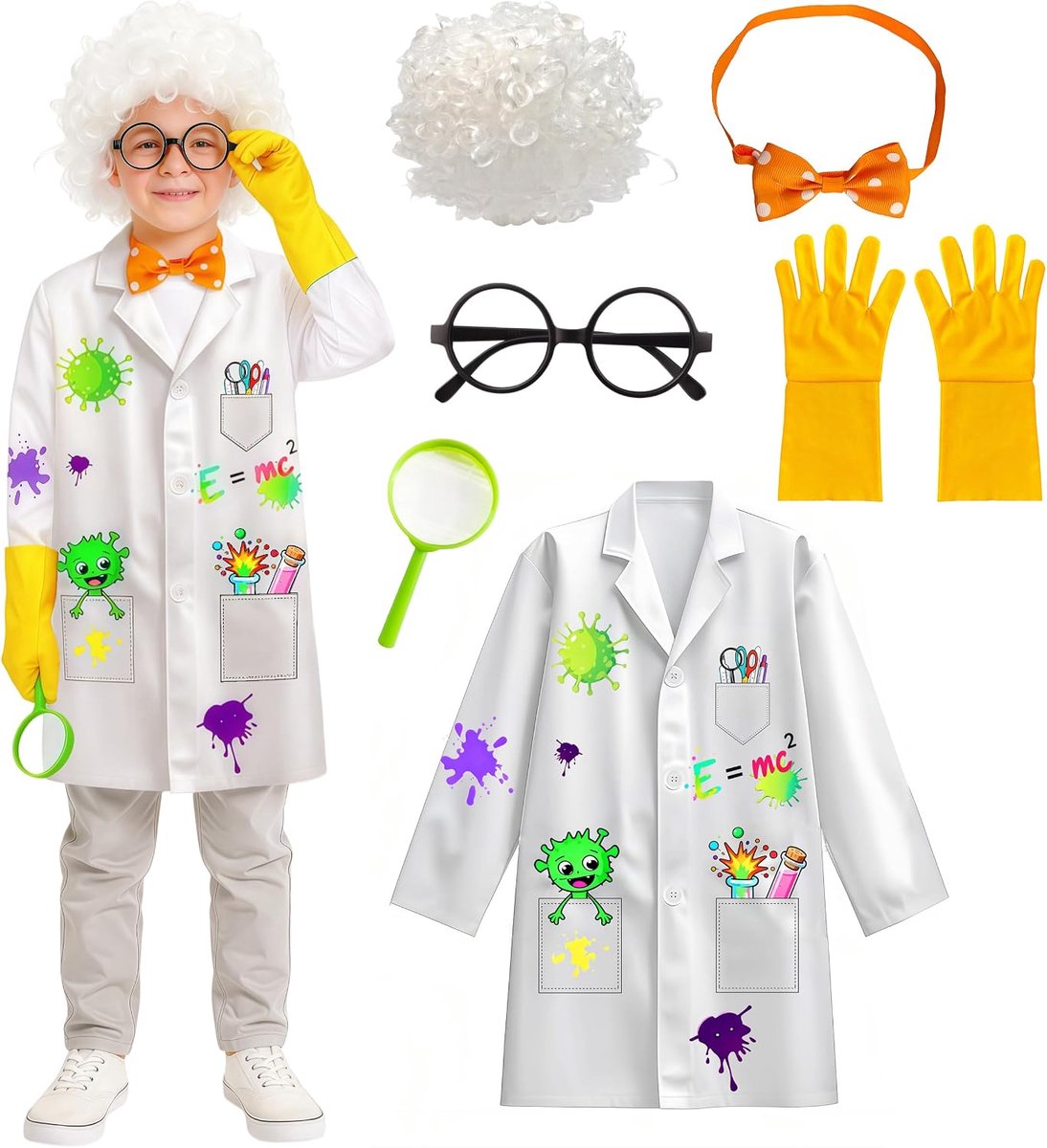 Kinderscrubs voor meisjes, dokterskostuum, 7-delig, speelkits met kostuum en accessoires voor Halloween-feestjes