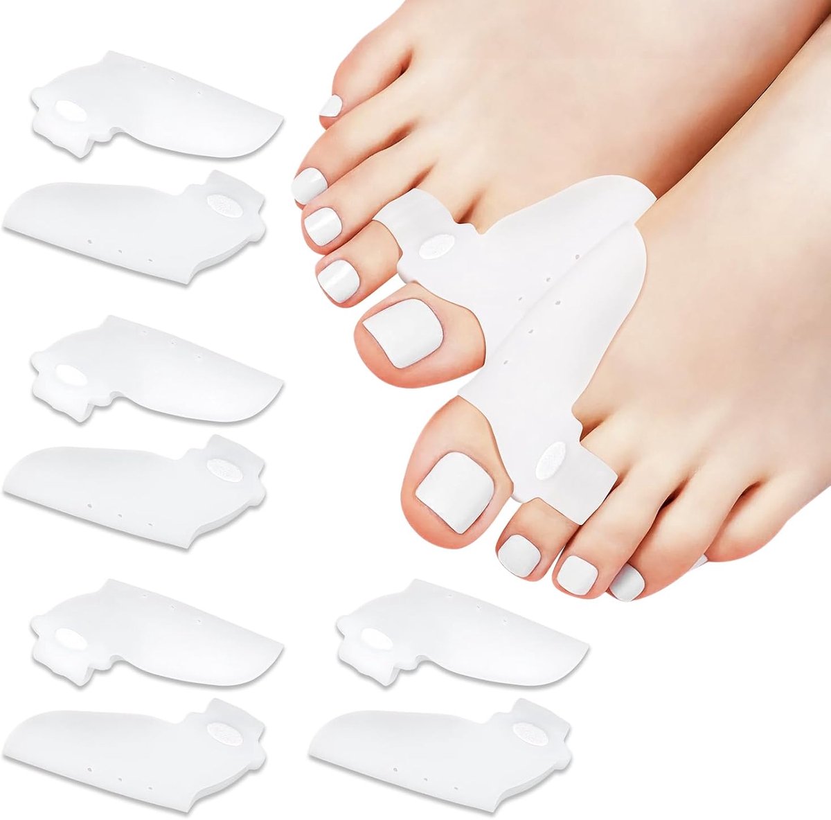 8 stuks hallux valgus correctie, teenspreider hallux valgus, teenspreider, siliconen teenspreider, voor dames en heren