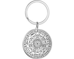Rvs Sleutelhanger Voor Mannen Vrouwen Seal Van De 7 Aartsengelen Hanger Sleutelhanger Saint Michael Metatron Cube Sleutelhanger Solomon Kabbalah Amulet Sieraden