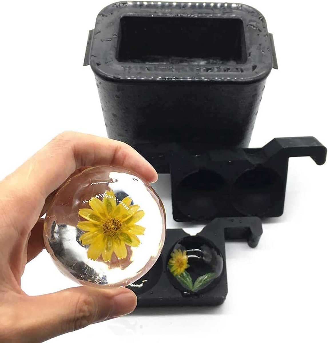 IJsbolvorm voor cocktails, kristalheldere ijsballen, jumbo-ijsballen, whisky en cocktails, diameter 5,8 cm, ijsballen voor cocktails en thuis (2 ballen)