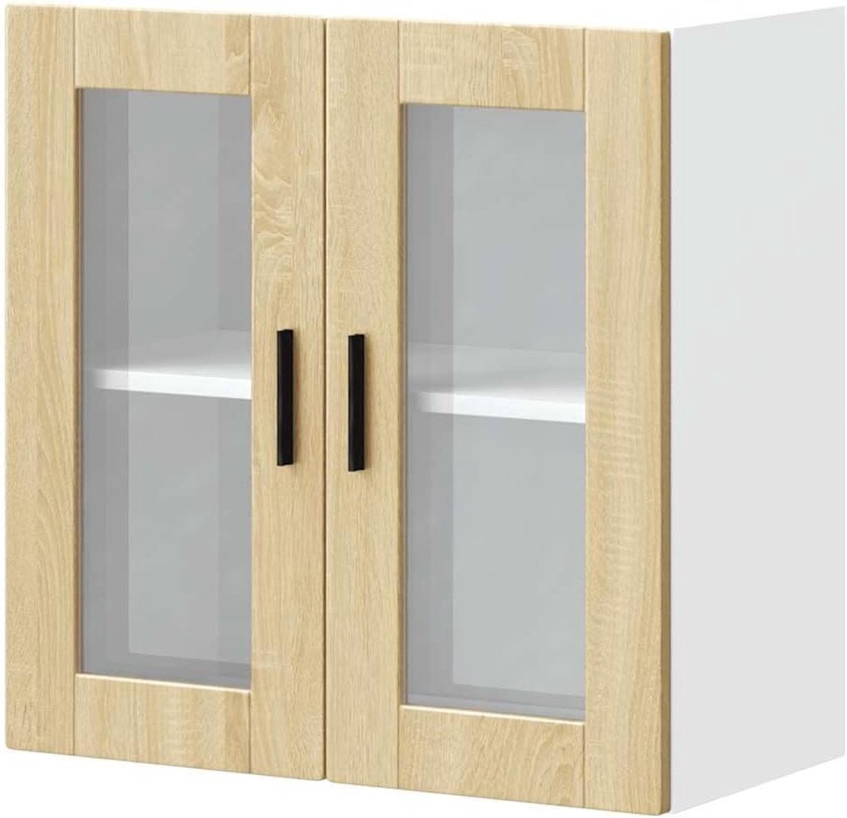 Drijvende Wandkast - Keuken Opbergkast - Keuken Organisatie - Glazen Deur - 40 x 31 x 60 cm - Sonoma Eiken