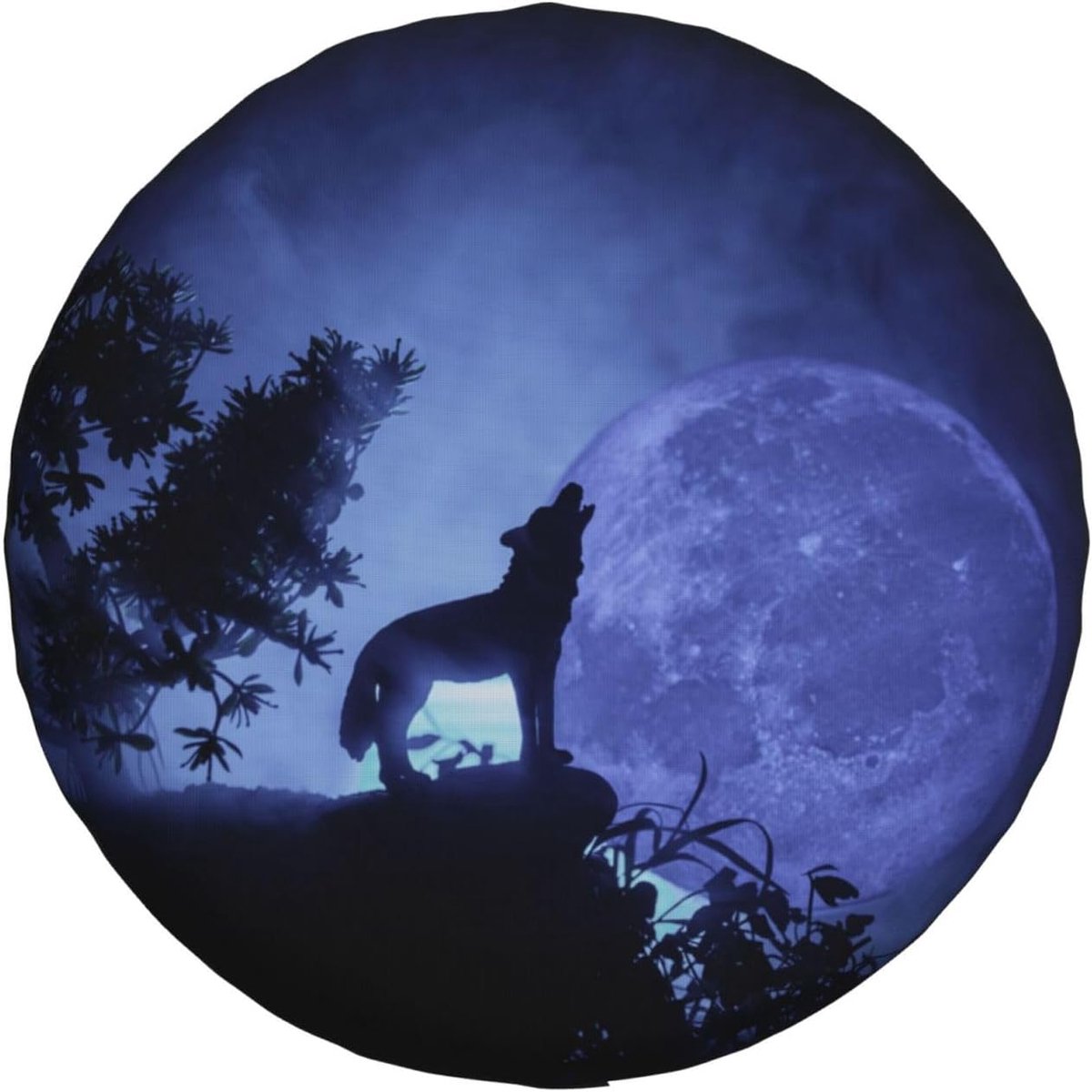Vervangende reservewielhoes, silhouet huilende wolf Halloween waterdichte reservebandafdekking stofdichte band voor aanhangwagen, camper, SUV, off-road autowiel 35 cm