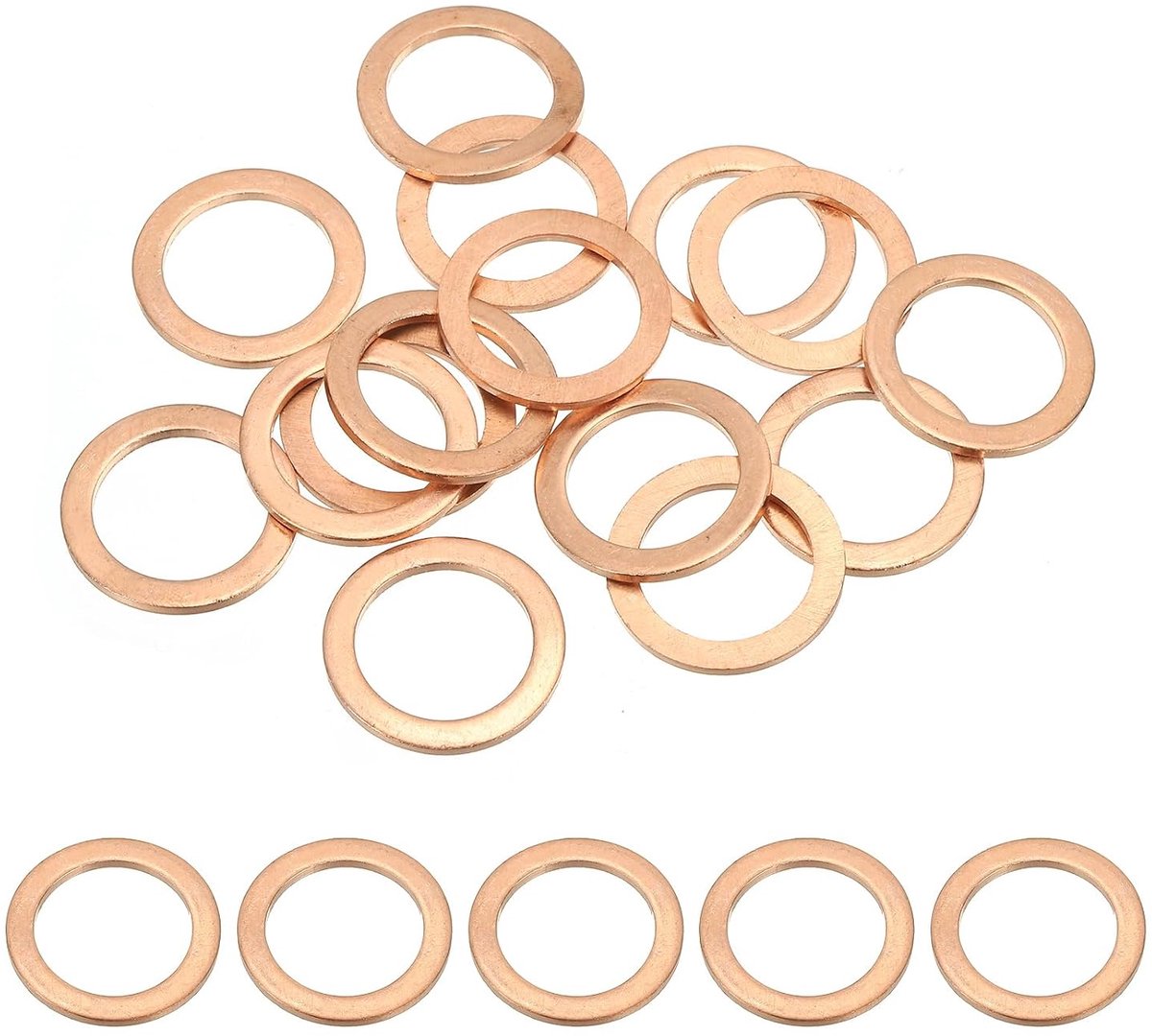 15 stuks koperen afdichtringen, M16 x 22 mm, platte sluitringen, koperen ringen, crush washer voor schroeven, bouten