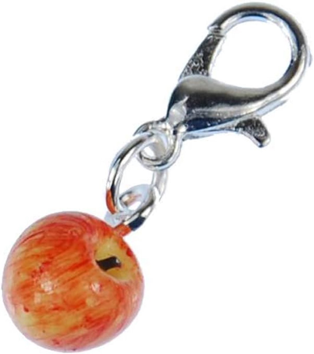 Kawaii-3D Mini Apple Charm Zipper Pull met ritssluiting, handgemaakt modesieraad, verzilverde kettinghanger, bedelarmband, hanger voor armband, 8mm, Metaal, Geen edelsteen