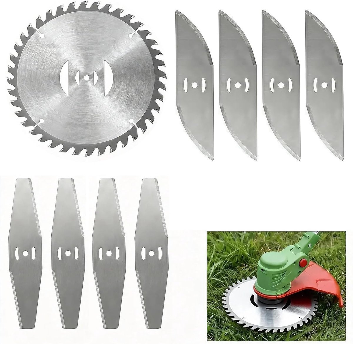 9 stuks 15 cm grastrimmermessen, metaal, accutrimmer, reservemes, metalen messen voor grastrimmer, reserveonderdelen, bosmaaier-messen, accessoires, grastrimmermes voor Einhell en Gardena grastrimmer
