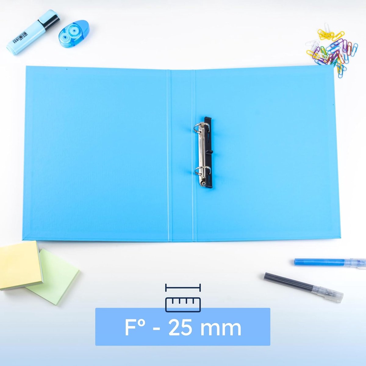 Paper - 2-D-ringmap, A4-map met ringen, A4, formaat 33,5 cm hoog x 26 cm breed (lichtblauw, rug 25 mm)