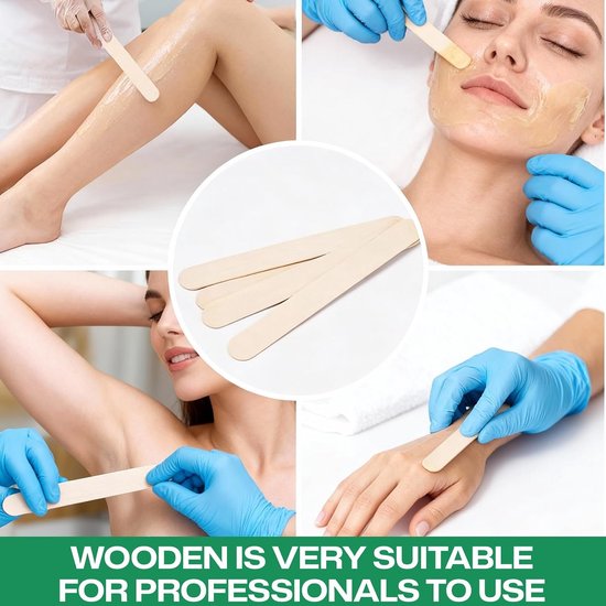 200 Pcs 15Cm Houten Waxing Sticks Wax Applicator Voor Lichaam Gezicht Benen Ontharing Hout Craft Tong Depressors Popsicle Sticks — afbeelding 2