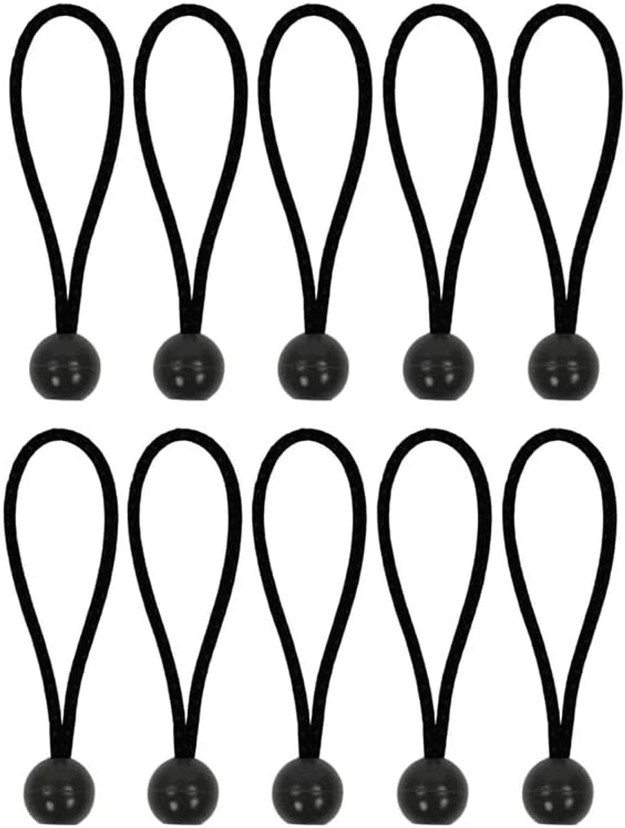 365644 tentspannerset 10 stuks elastisch 15 cm met kunststof bal 10 st | Weerbestendig rubber met 27 mm kunststof kogel. Voor het spannen van tenten, luifels, dekzeilen en aanhangernetten.