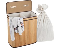 Wasmand 2 vakken - 100 liter - bamboe