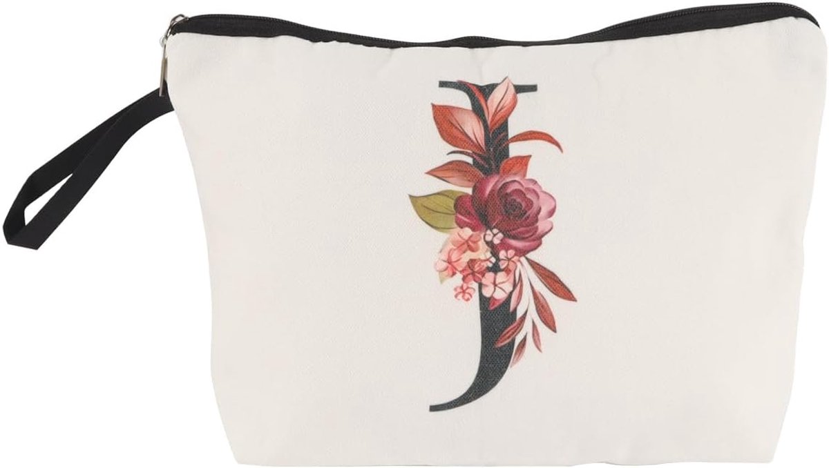 Canvas opbergtas met ritssluiting voor cosmetica, in de vorm van de letter "J", reistas voor toiletartikelen, 25x17x6 cm