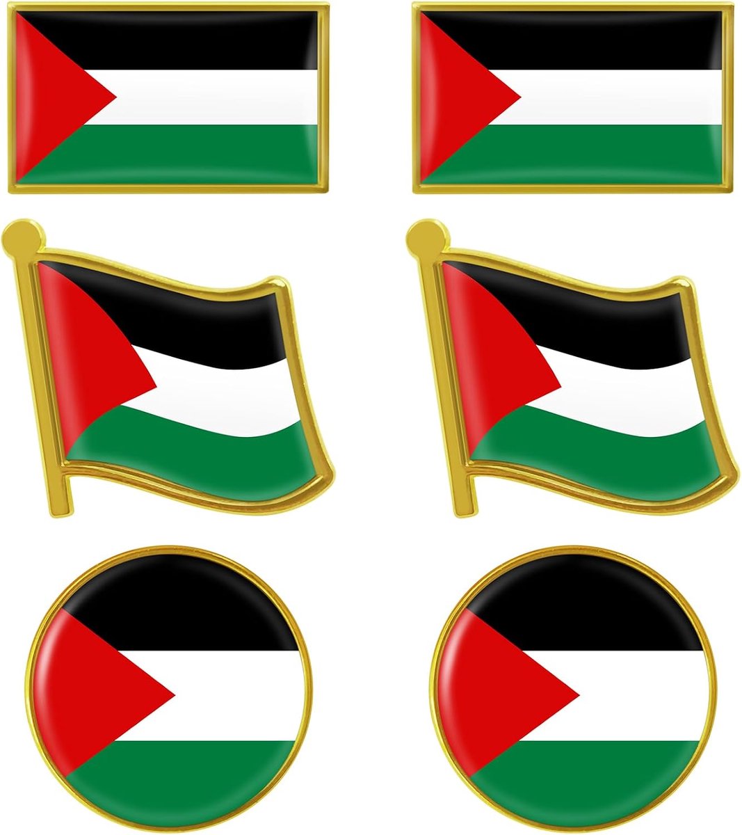 6 stuks Palestina Vlagkeerpen Pin, Palestina National Emasille, Palestina Badge Metal Small, Palestine Flag Brosche