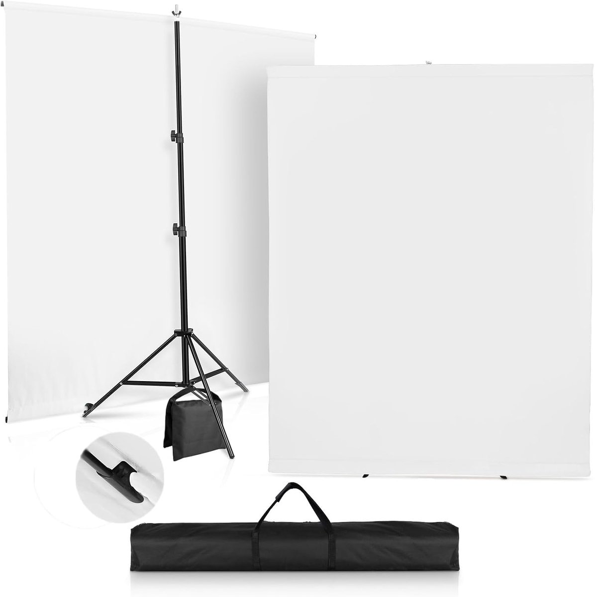 Fotoachtergrond wit met standaard, 2 x 2 m, verbeterde fotografie-achtergrond standaard met Chromakey fotoachtergrond voor YouTube, video, fotostudio, streaming, gaming, TikTok