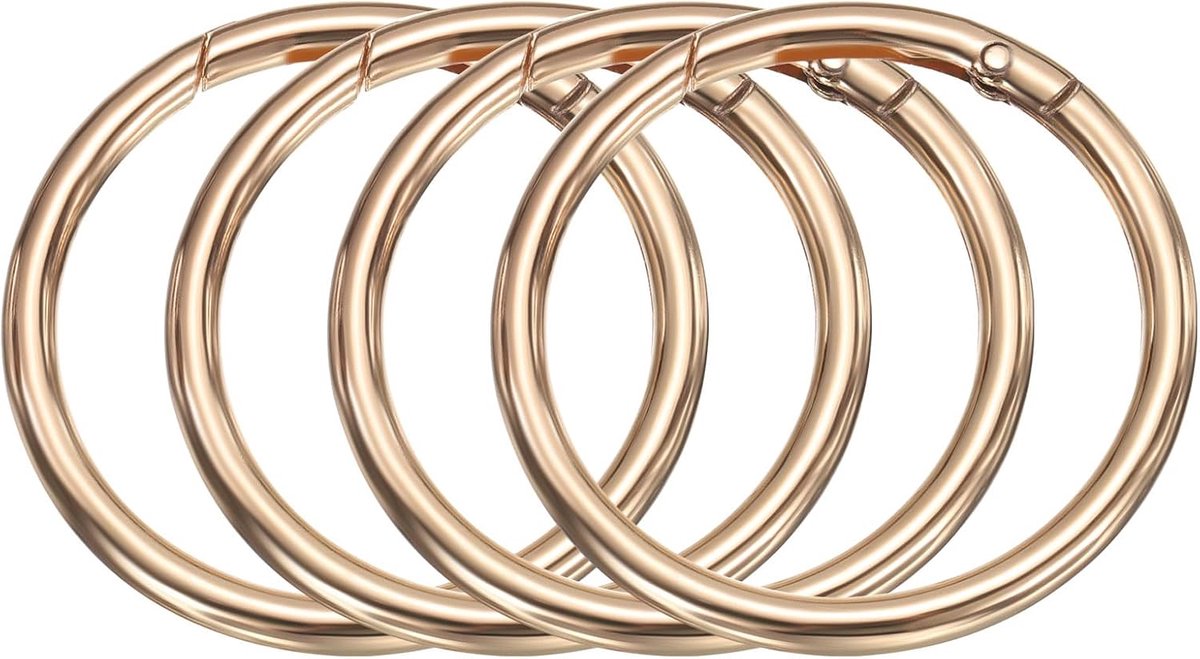Veerringen van metaal, 5 cm, ronde veerkarabijnhaken voor sleutelhanger, doe-het-zelf tas, handtas, goud