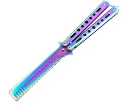 Opvouwbare zakkam, vlinder, balisong trainer, oefening, meskam, opvouwbare haarstyling, borstel, vouwen, praktijk, training, vlinder-stijl, kam