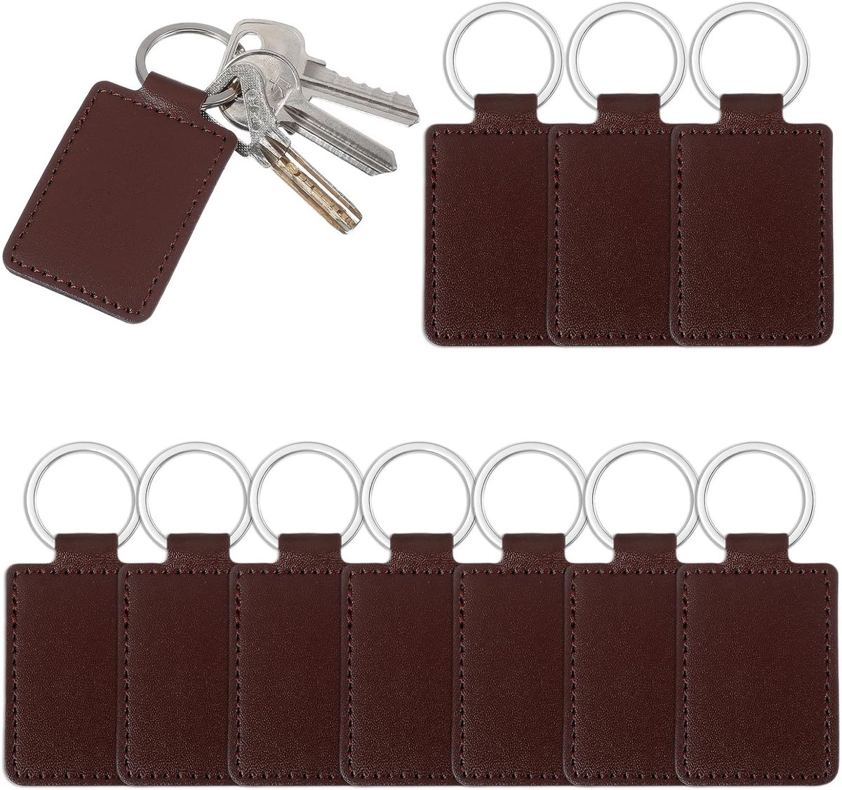 10 stuks doe-het-zelf sleutelhangers voor lasergravure, lederen sleutelhangers blanks, laserlederen blanks voor gepersonaliseerde verjaardagscadeaus, sleutelhangers, tasaccessoires