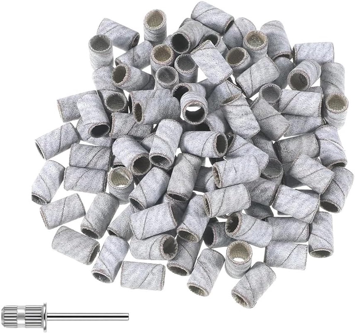 100 stuks nagelschuurbanden 240 korrel - fijne korrel nagelschuurbanden voor nagelboor met 1 stuks boorbits, nagelboor-schuurbandenset voor manicure en pedicure, mini-schuurbanden voor nagelboor