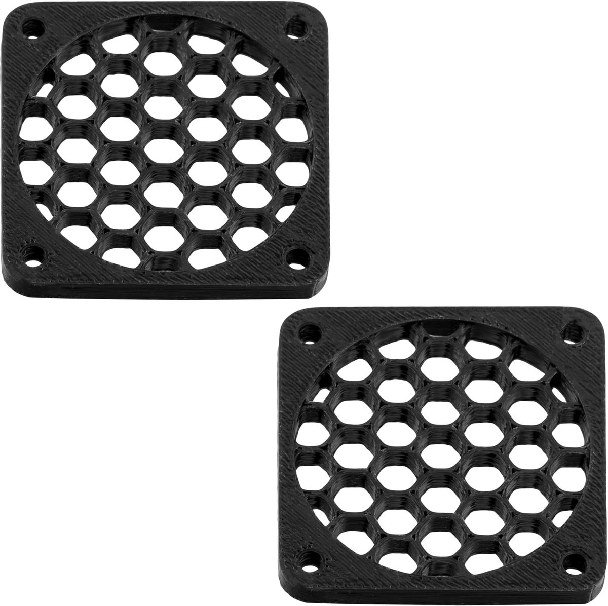 Set van 4 kunststof ventilatorroosters 40x40 mm kleur zwart