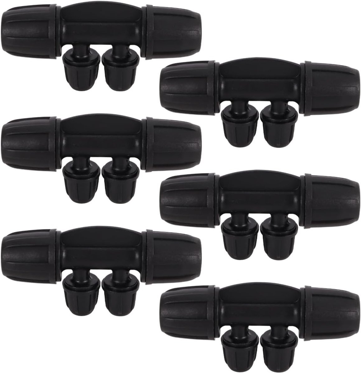 6 stuks geribbelde thee-aansluiting 4-weg geribbelde tuinslang irrigatieaansluiting voor 8/12mm tot 4/7mm slang tuinwaterverdeler