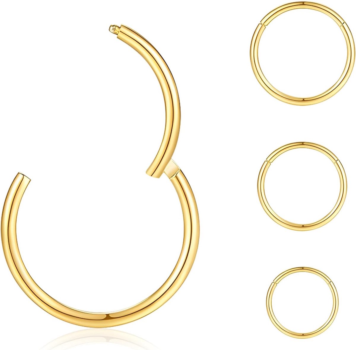 Ring zilver 8 stuks 18 g neusring Nostril septum piercing ringenset chirurgisch staal dunne lippiercing septum clicker kraakbeen piercing oor voor dames en heren 8 mm/10 mm/12 mm